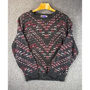 Sweater Graphix Geometric Pattern Mens M Made‎ in USA Cosby Grandpa Hipster Flaw